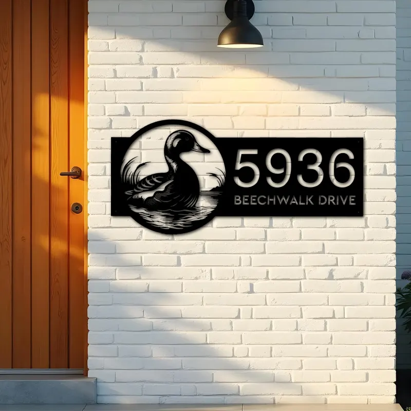 Custom Metal Duck Metal Address Sign Custom Hanging Address Plaque House number Yard Sign Outdoor Sign