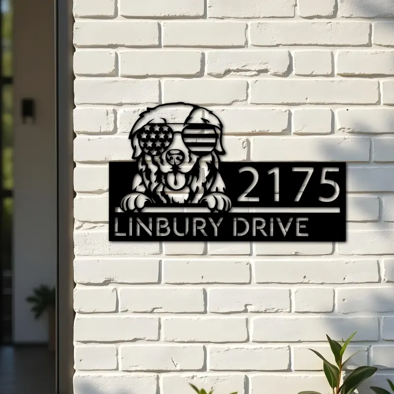 Custom Metal Great Pyrenees Dog Cute puppy Metal Address Sign House number Hanging Address Plaque Yard Sign Outdoor decor