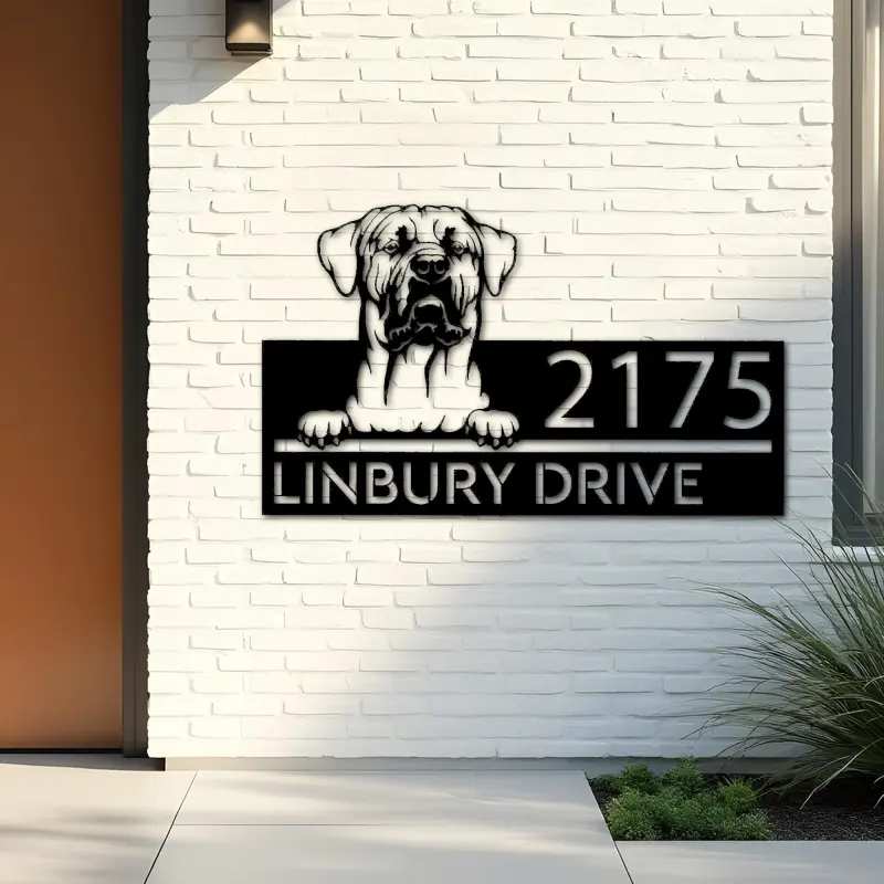 Custom Metal Tosa inu dog Puppy Metal Address Sign House number Hanging Address Plaque Yard Sign Outdoor decor