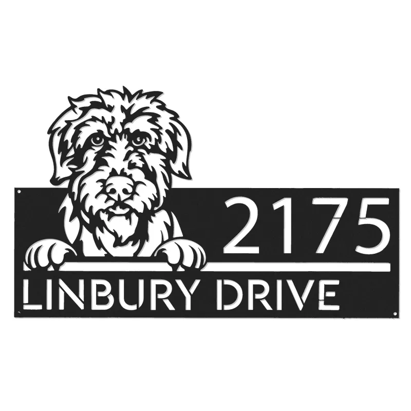 Custom Metal Irish Wolfhound dog Cute puppy Metal Address Sign House number Hanging Address Plaque Yard Sign Outdoor decor