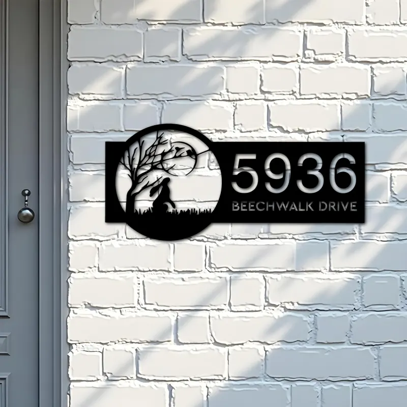 Custom Metal Hare Metal Address Sign, House number, Outdoor Number Signage, Yard Sign Address Plate001