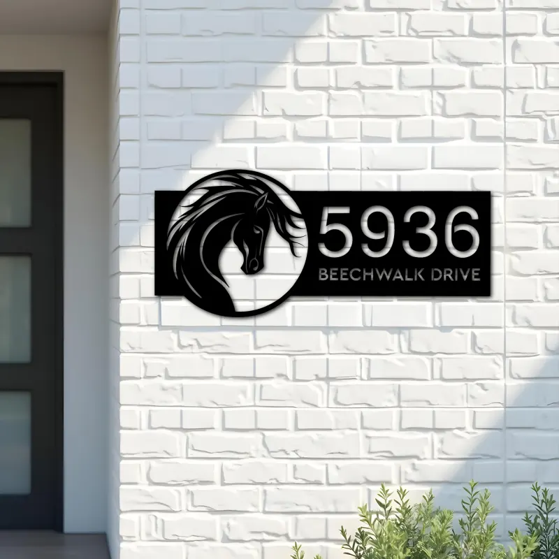 Custom Metal Horse head Metal Address Sign, House number, Outdoor Number Signage, Yard Sign Address Plate