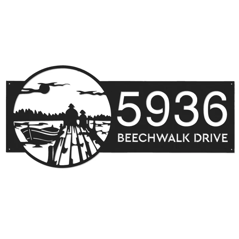 Custom Metal Dawn scene Metal Address Sign, House number, Outdoor Number Signage, Yard Sign Address Plate