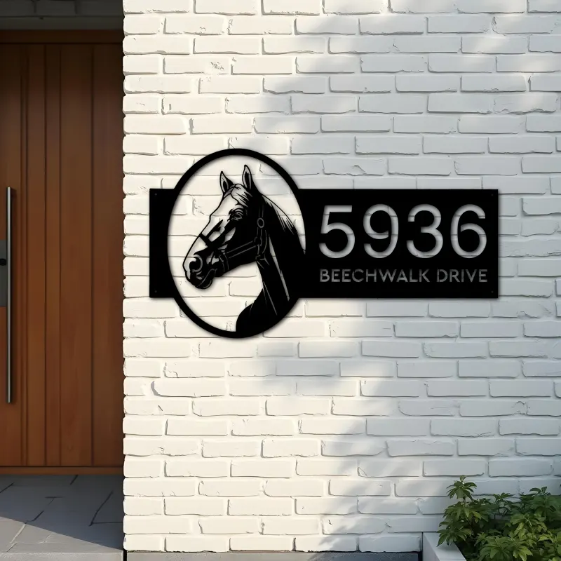 Custom Metal Horse head farm animal ranch Metal Address Sign, House number, Outdoor Number Signage, Yard Sign Address Plate