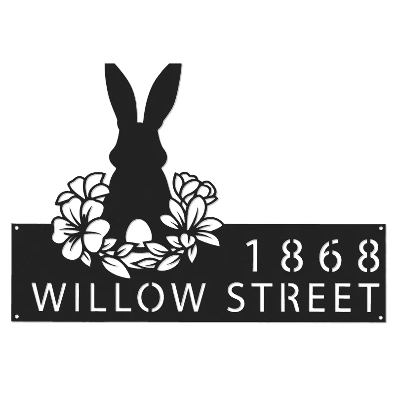 Custom Metal Rabbit Easter egg Bunny Metal Address Sign, House number, Outdoor Number Signage, Yard Sign Address Plate