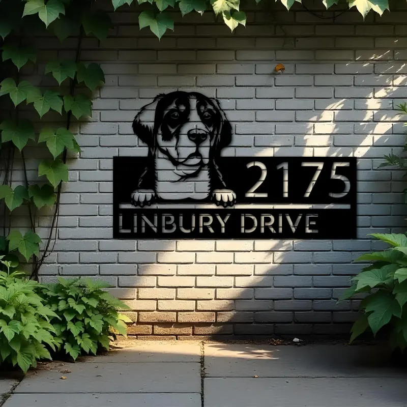 Custom Metal Great swiss mountain dog Puppy Metal Address Sign House number Hanging Address Plaque Yard Sign Outdoor decor