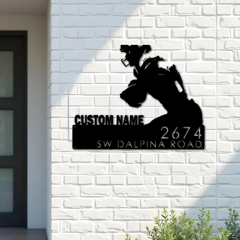 Custom Metal Football Player Custom Name Metal Address Sign, House number, Outdoor Number Signage, Yard Sign Address Plate