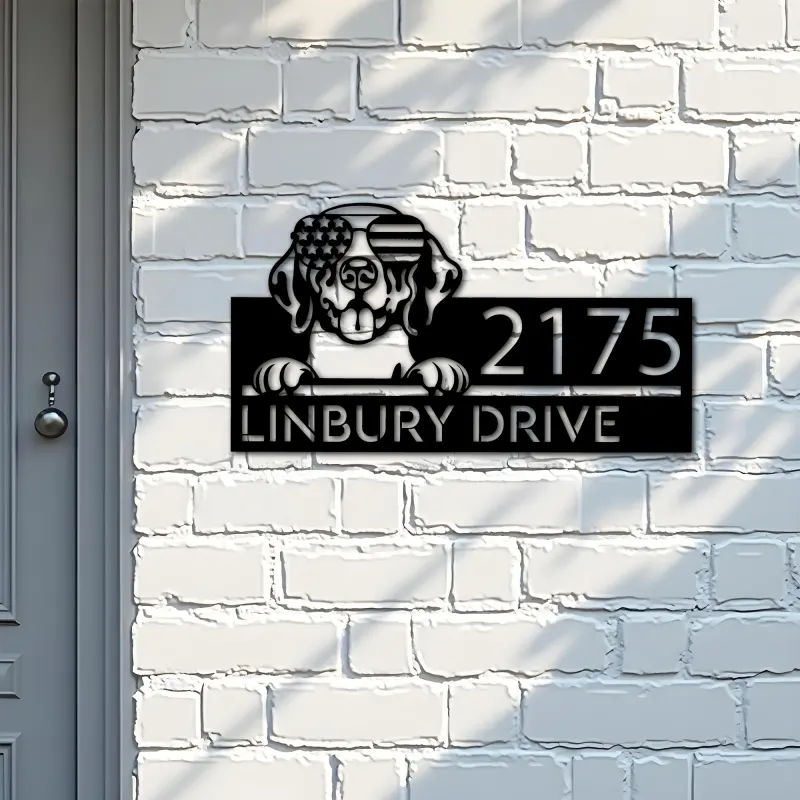 Custom Metal German Shorthaired Pointer dog Metal Address Sign House number Hanging Address Plaque Yard Sign Outdoor decor