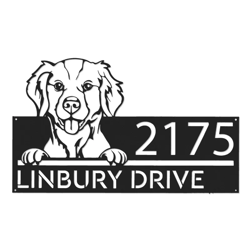 Custom Metal Brittany spaniel dog cute puppy Metal Address Sign House number Hanging Address Plaque Yard Sign Outdoor decor