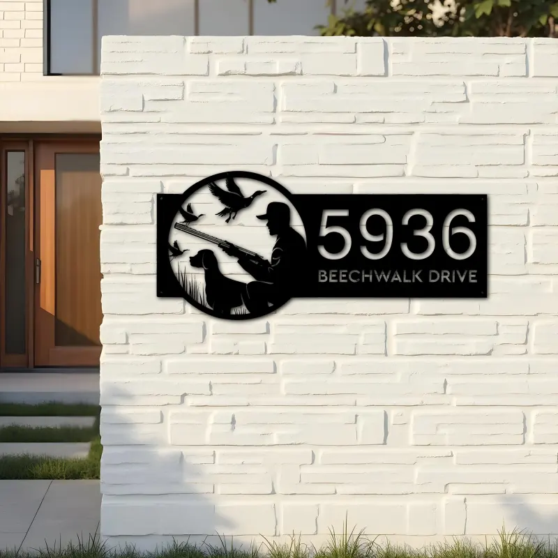 Custom Metal Duck hunting Metal Address Sign Custom House number Hanging Address Plaque Yard Sign Outdoor