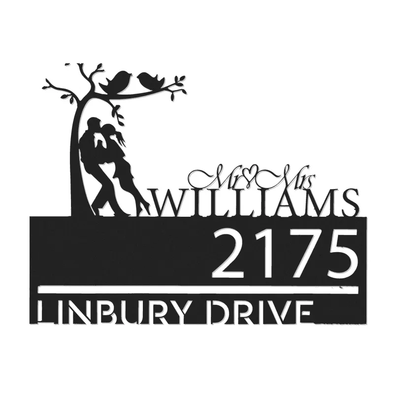 Custom Metal Couple lovers custom name Metal Address Sign, House number, Outdoor Number Signage, Yard Sign Address Plate