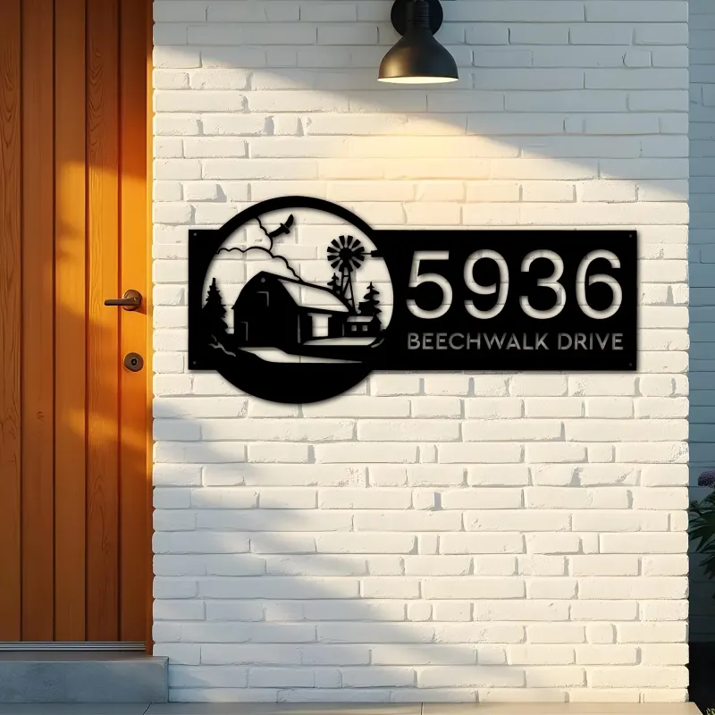 Custom Metal Farmhouse ranch Metal Address Sign, House number, Outdoor Number Signage, Yard Sign Address Plate