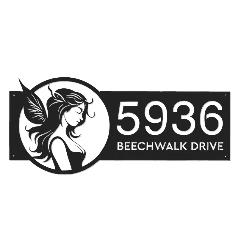 Custom Metal Fairy Metal Address Sign Custom Hanging Address Plaque House number Yard Sign Outdoor Sign