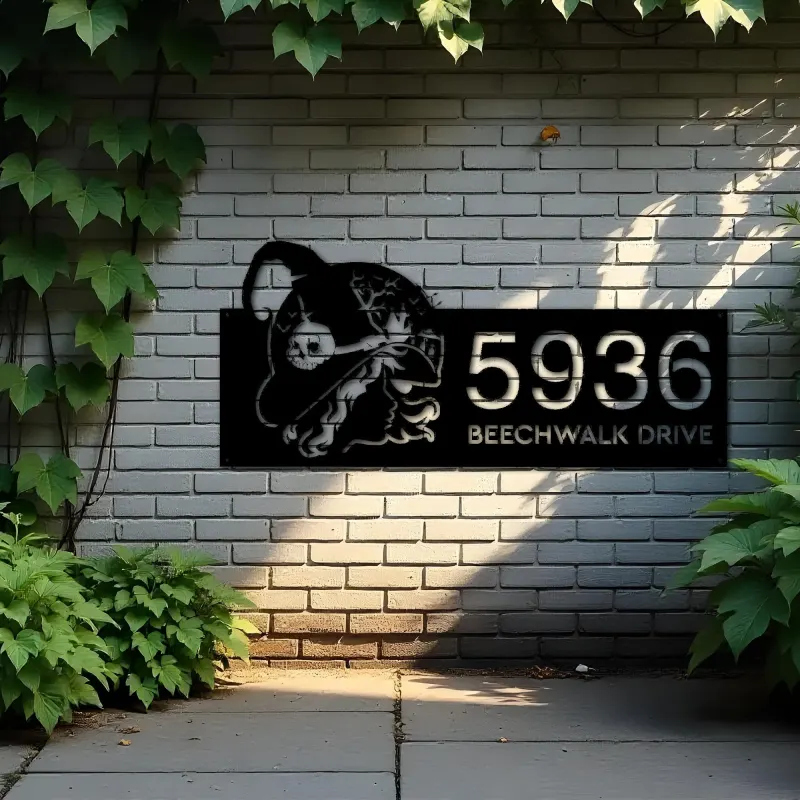 Custom Metal Witch haunted house halloween Metal Address Sign House number Hanging Address Plaque Yard Outdoor Sign