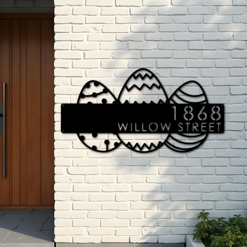 Custom Metal Easter eggs Metal Address Sign, House number, Outdoor Number Signage, Yard Sign Address Plate