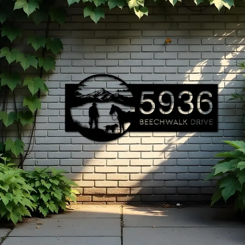 Custom Metal Hunter on the lake Metal Address Sign, House number, Outdoor Number Signage, Yard Sign Address Plate