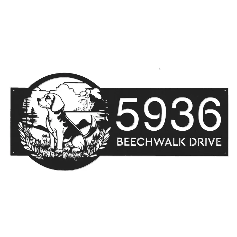 Custom Metal Beagle Cute dog puppy Metal Address Sign, House number, Outdoor Number Signage, Yard Sign Address Plate