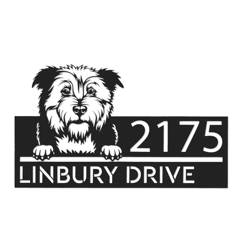 Custom Metal Glen of Imaal Terrier dog Puppy Metal Address Sign House number Hanging Address Plaque Yard Sign Outdoor decor