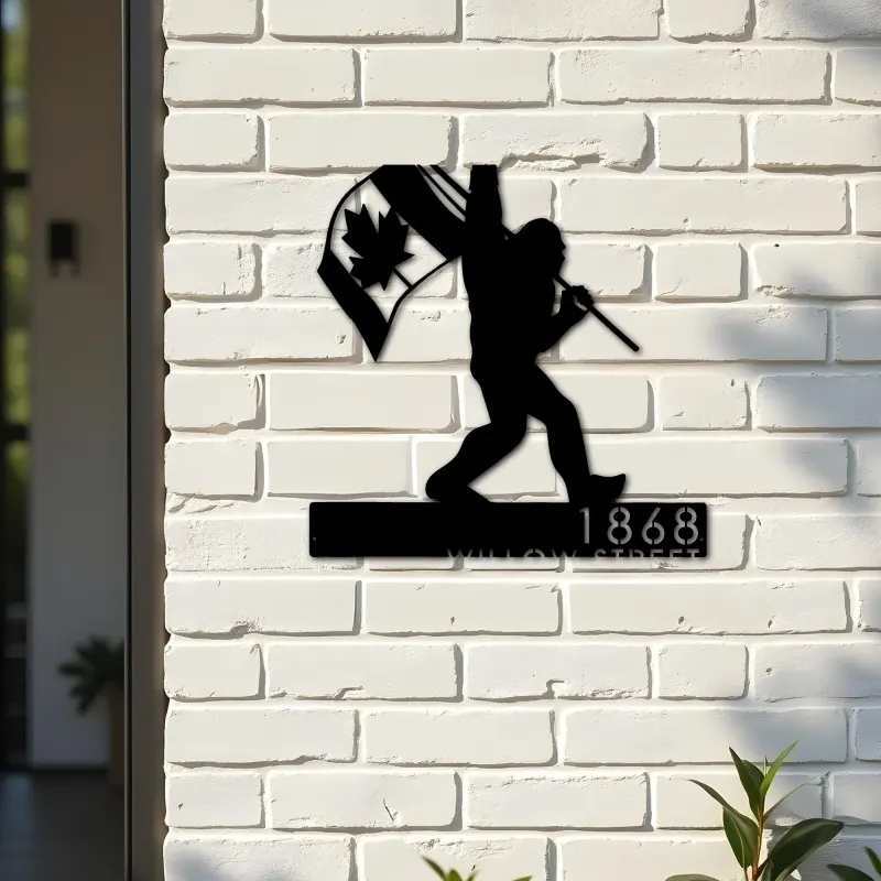 Custom Metal Bigfoot Sasquatch With Canada Flag Metal Address Sign Custom Hanging Address Plaque Yard Sign Outdoor Sign