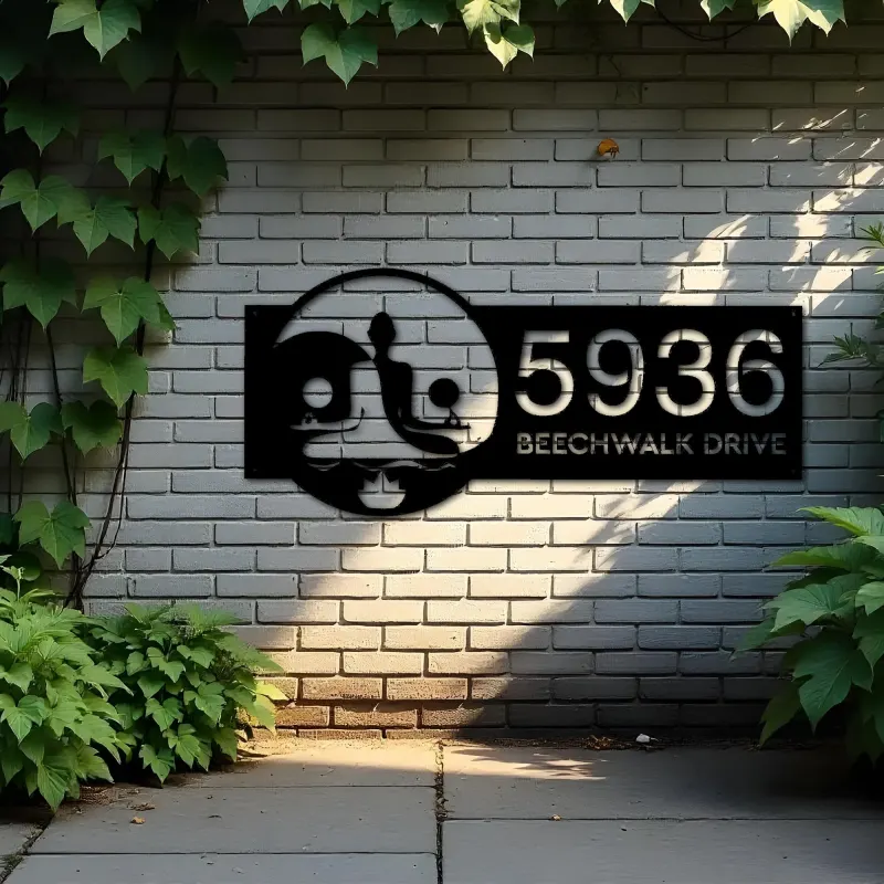 Custom Metal Yin Yang Yoga Namaste Metal Address Sign, House number, Outdoor Number Signage, Yard Sign Address Plate