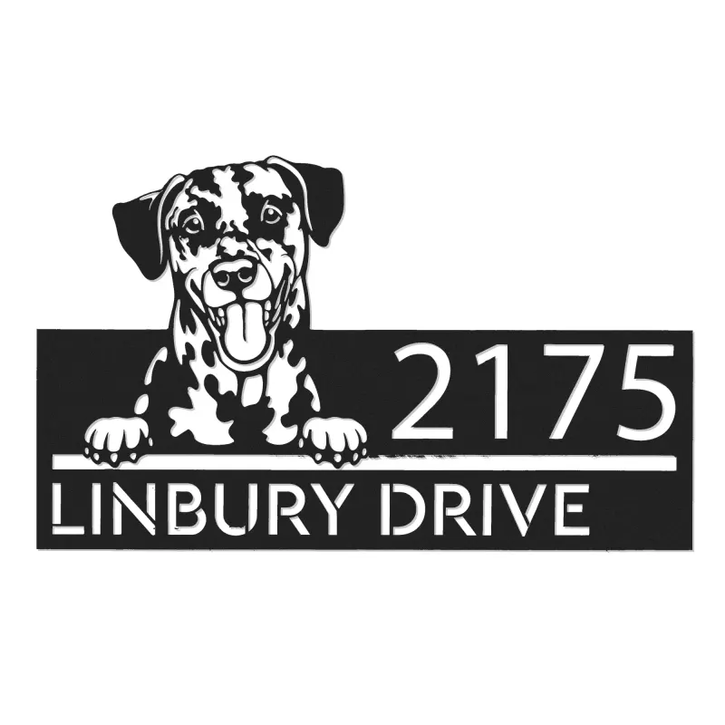 Custom Metal Dalmatian dog Puppy Metal Address Sign House number Hanging Address Plaque Yard Sign Outdoor decor