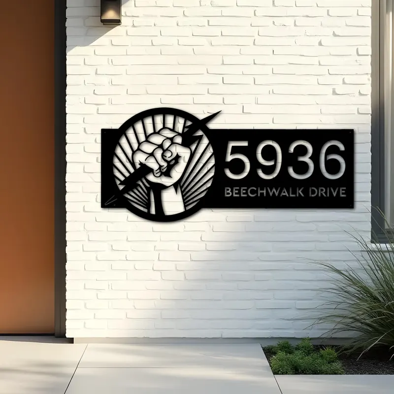 Custom Metal Electrician electrical engineer Metal Address Sign, House number, Outdoor Number Signage, Yard Sign Address Plate