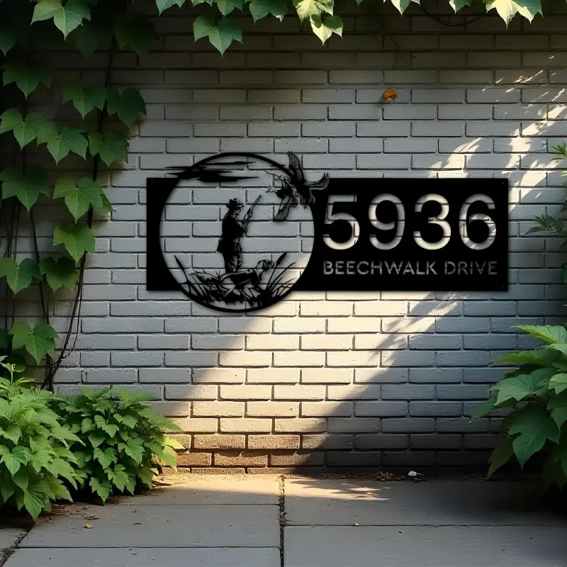 Custom Metal Duck Hunting Hunter Metal Address Sign, House number, Outdoor Number Signage, Yard Sign Address Plate