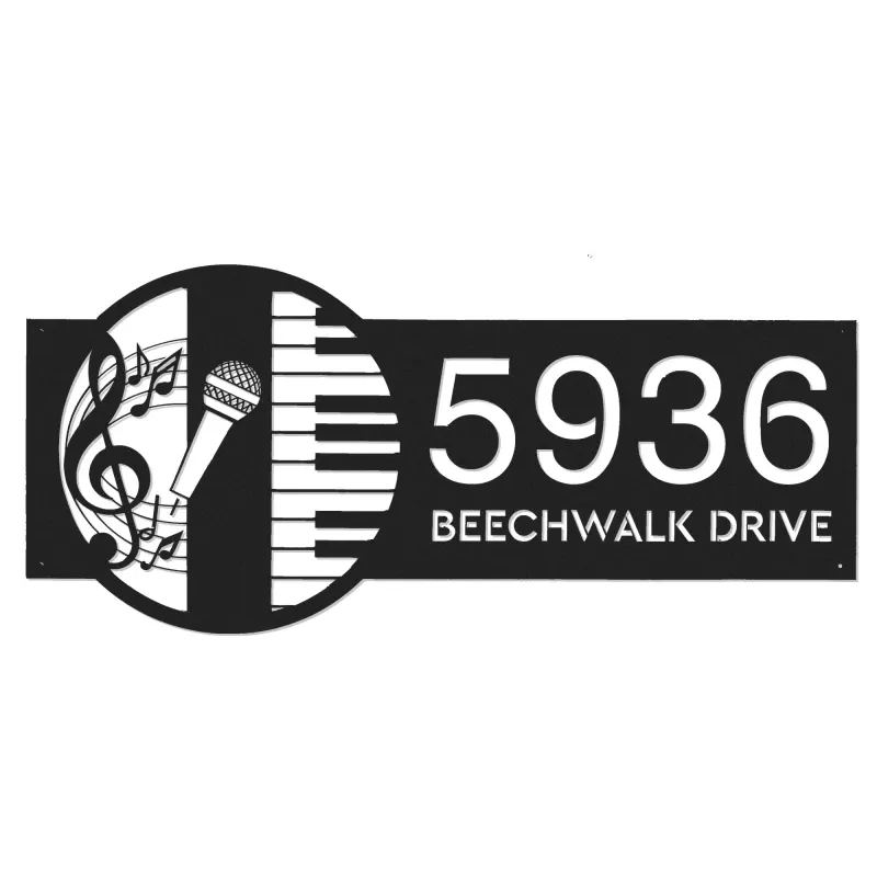 Custom Metal Music piano Metal Address Sign, House number, Outdoor Number Signage, Yard Sign Address Plate