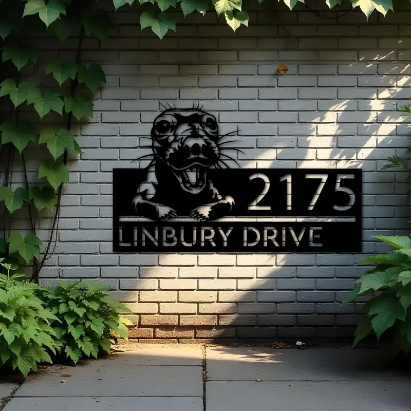 Custom Metal Peeking Seal Wild animal wildlife Metal Address Sign, House number, Outdoor Number Signage, Yard Sign Address Plate
