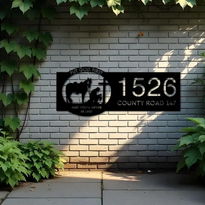 Custom Metal Cowboy and horse Metal Address Sign, House number, Outdoor Number Signage, Yard Sign Address Plate