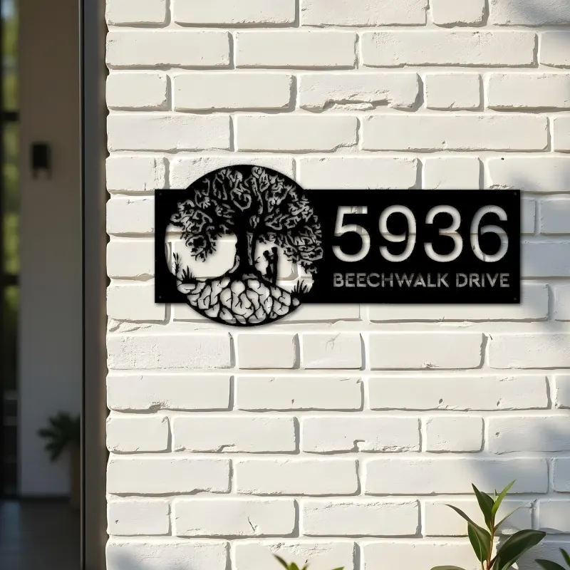 Custom Metal Tree of life couple lovers Address Sign House number Hanging Address Plaque Yard Sign Outdoor Sign