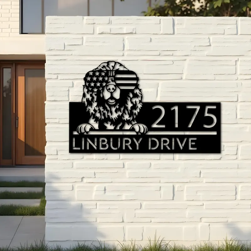 Custom Metal English Springer Spaniel dog US Metal Address Sign House number Hanging Address Plaque Yard Sign Outdoor decor