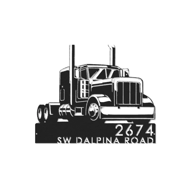 Custom Metal Trucker semi truck driver Metal Address Sign, House number, Outdoor Number Signage, Yard Sign Address Plate