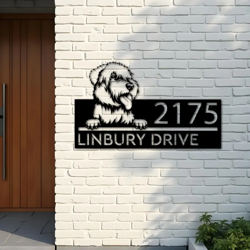 Custom Metal Wheaten Terrier dog Puppy Metal Address Sign House number Hanging Address Plaque Yard Sign Outdoor decor