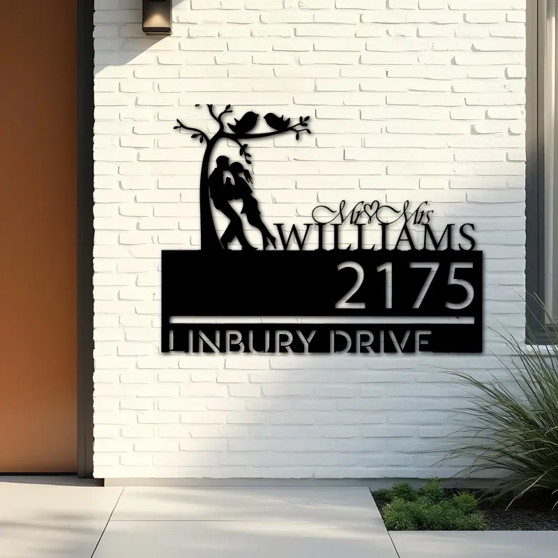 Custom Metal Couple lovers custom name Metal Address Sign, House number, Outdoor Number Signage, Yard Sign Address Plate