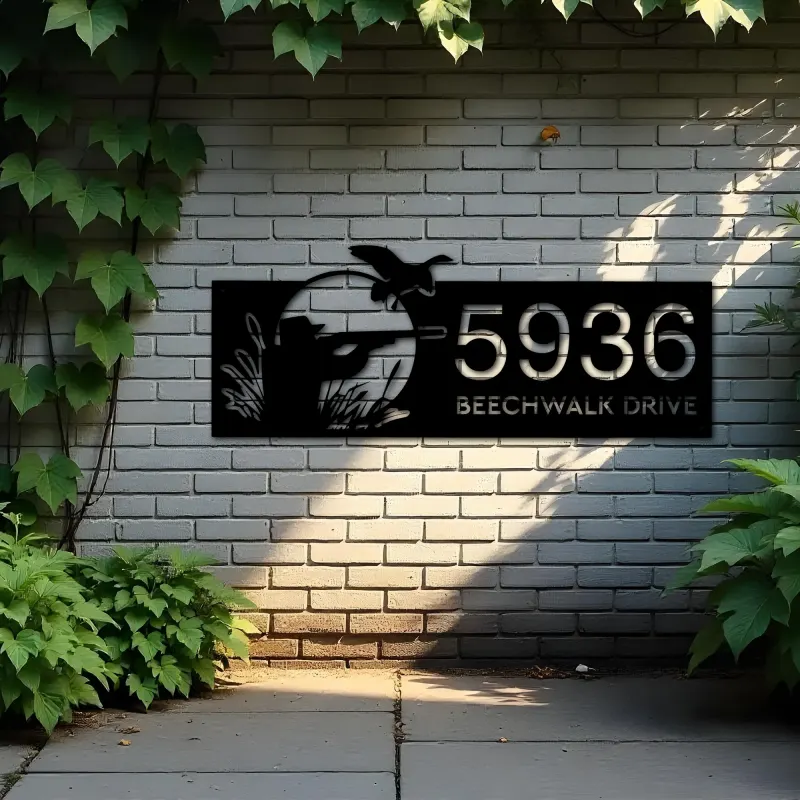 Custom Metal Duck hunting Metal Address Sign, House number, Outdoor Number Signage, Yard Sign Address Plate