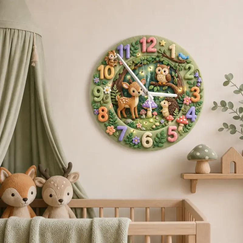 Enchanted Woodland Animals Kids Room Wall Clock