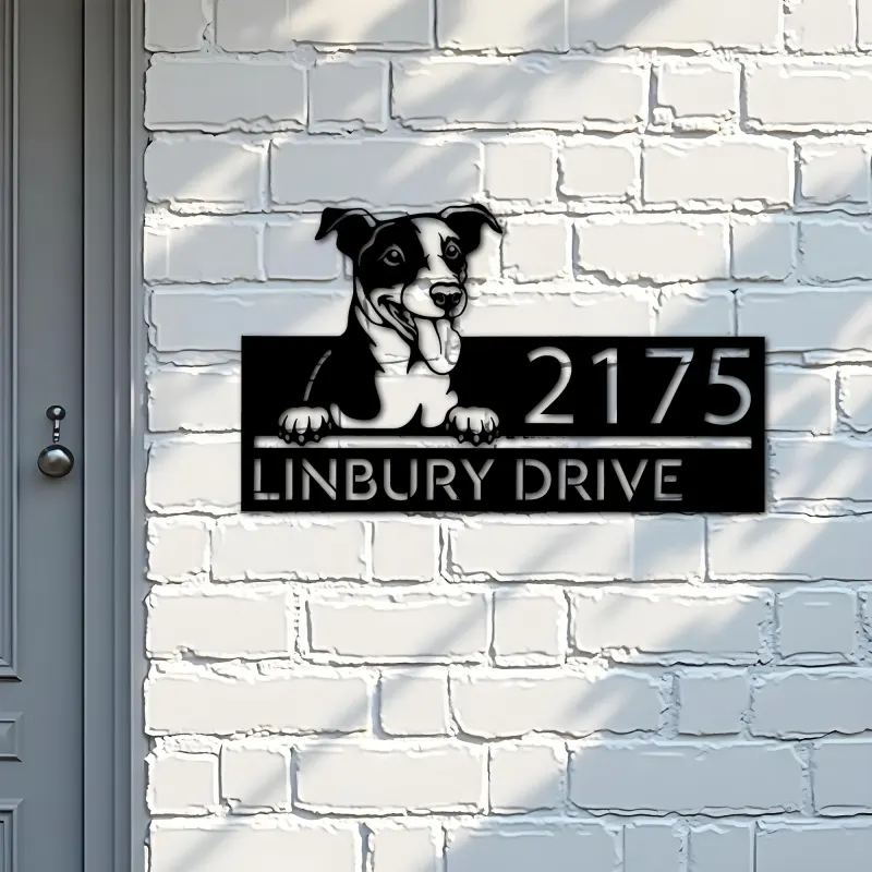 Custom Metal Jack Russell Terrier dog Puppy Metal Address Sign House number Hanging Address Plaque Yard Sign Outdoor decor