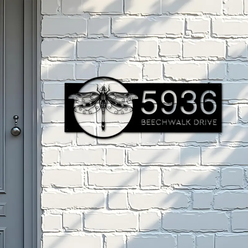 Custom Metal Dragonfly Metal Address Sign, House number, Outdoor Number Signage, Yard Sign Address Plate