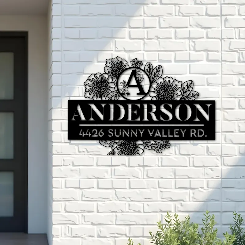 Custom Metal Monogram Letters family name Metal Address Sign House number Hanging Address Plaque Yard Sign Outdoor decor S23