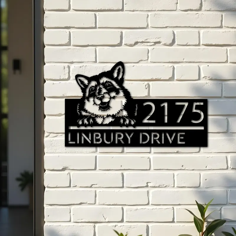 Custom Metal Peeking Fox Wild animal wildlife Metal Address Sign, House number, Outdoor Number Signage, Yard Sign Address Plate