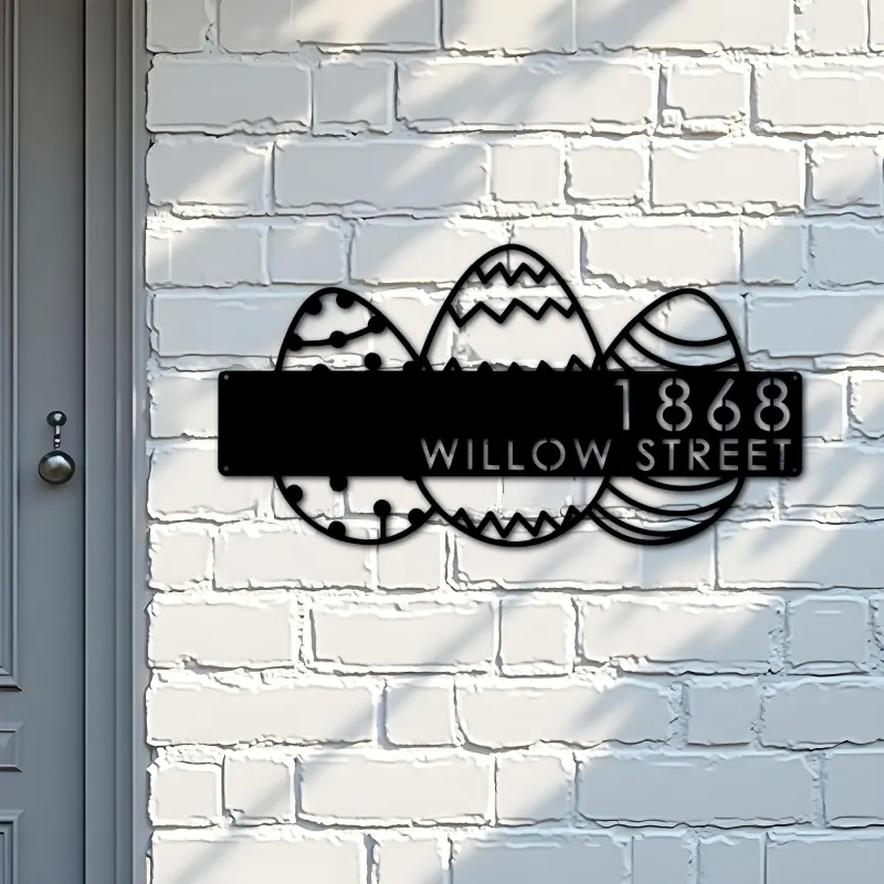 Custom Metal Easter eggs Metal Address Sign, House number, Outdoor Number Signage, Yard Sign Address Plate