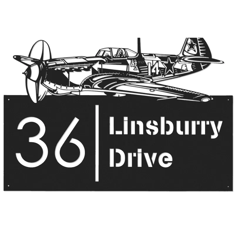 Custom Metal Airplane pilot aircraft Metal Address Sign, House number, Outdoor Number Signage, Yard Sign Address Plate