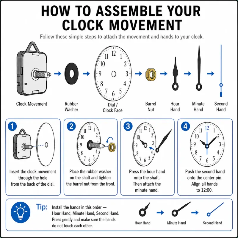 Wall clock assembly diagram
