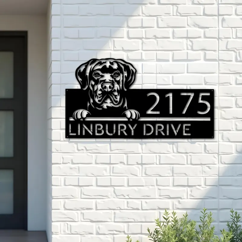 Custom Metal Cane Corso dog cute puppy Metal Address Sign House number Hanging Address Plaque Yard Sign Outdoor decor