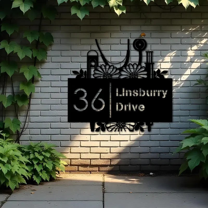 Custom Metal Nurse Medical tools Metal Address Sign, House number, Outdoor Number Signage, Yard Sign Address Plate