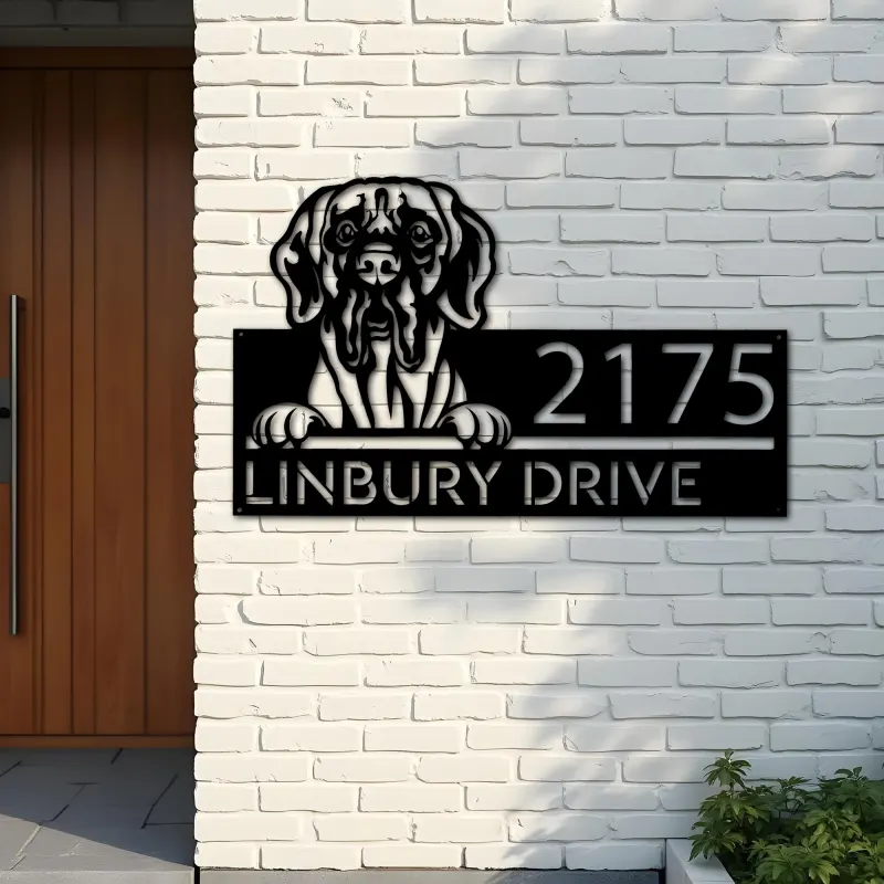 Custom Metal Great Dane dog Cute puppy Metal Address Sign House number Hanging Address Plaque Yard Sign Outdoor decor