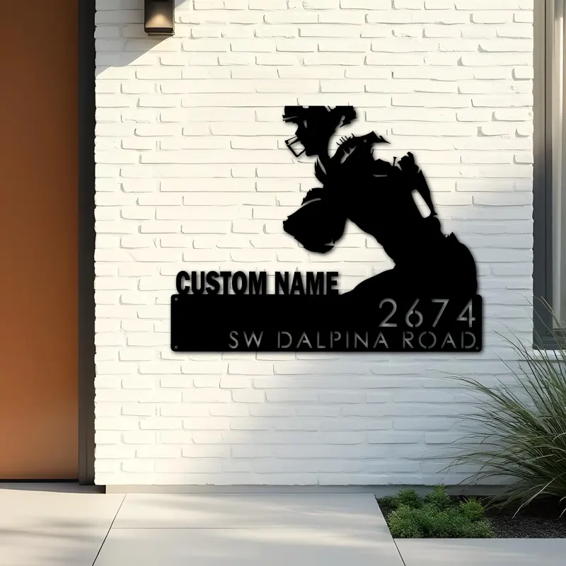 Custom Metal Football Player Custom Name Metal Address Sign, House number, Outdoor Number Signage, Yard Sign Address Plate
