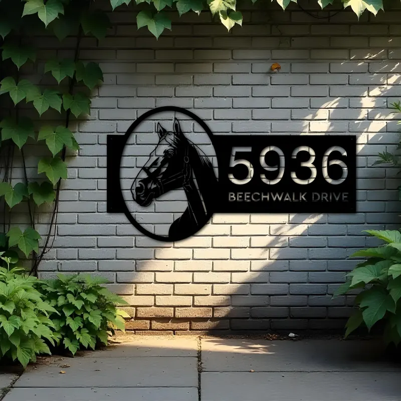 Custom Metal Horse head farm animal ranch Metal Address Sign, House number, Outdoor Number Signage, Yard Sign Address Plate