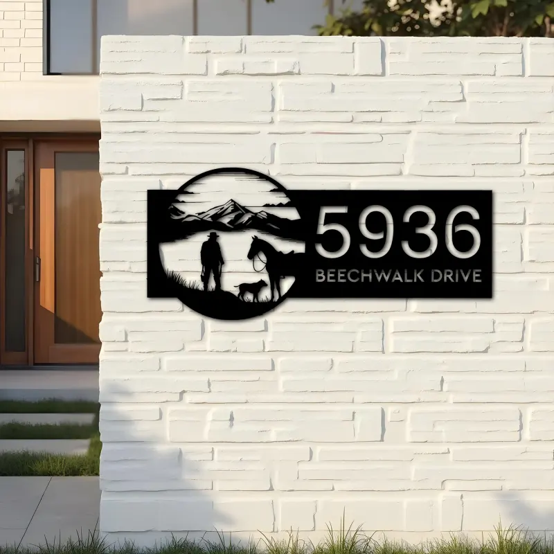 Custom Metal Hunter on the lake Metal Address Sign, House number, Outdoor Number Signage, Yard Sign Address Plate